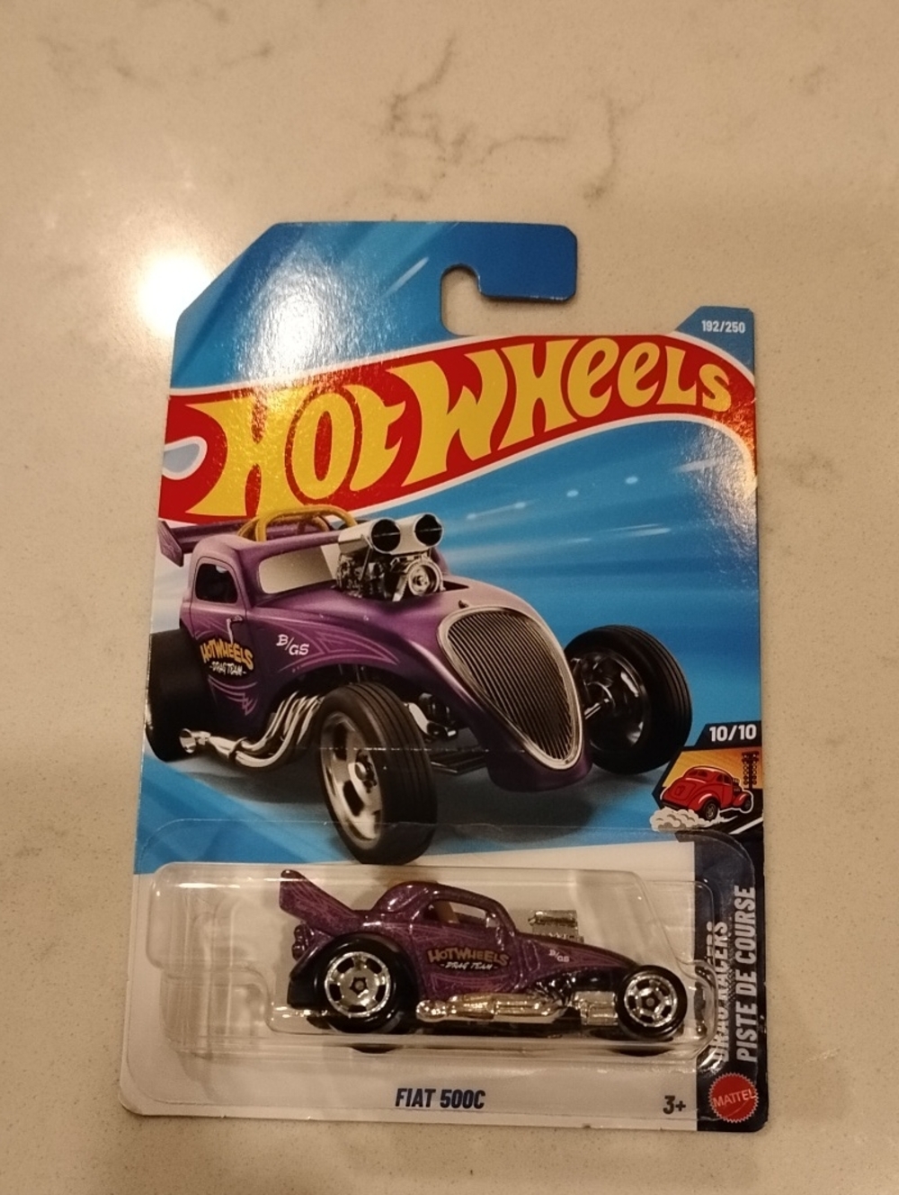 Mattel Hot Wheels Purple Fiat 500C Miniature Car